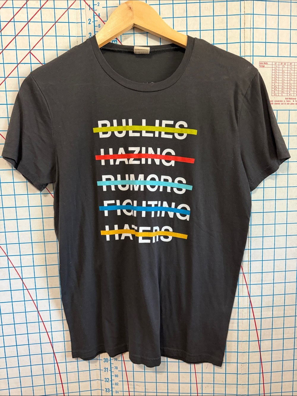 Hollister Black Tee with Multicolor Strikethrough Graphic